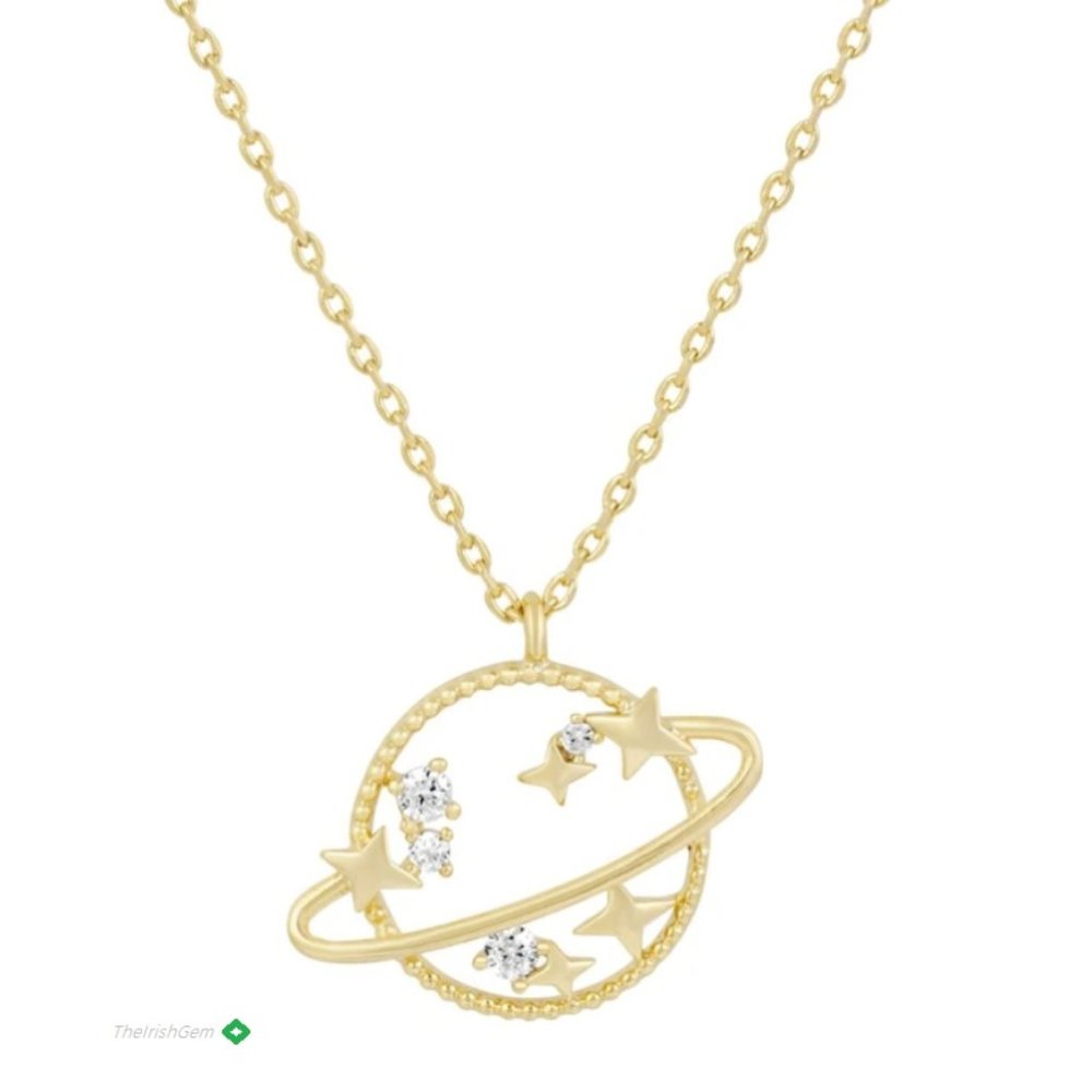 Gold Planetary Necklace Galaxy Jewelry 18k